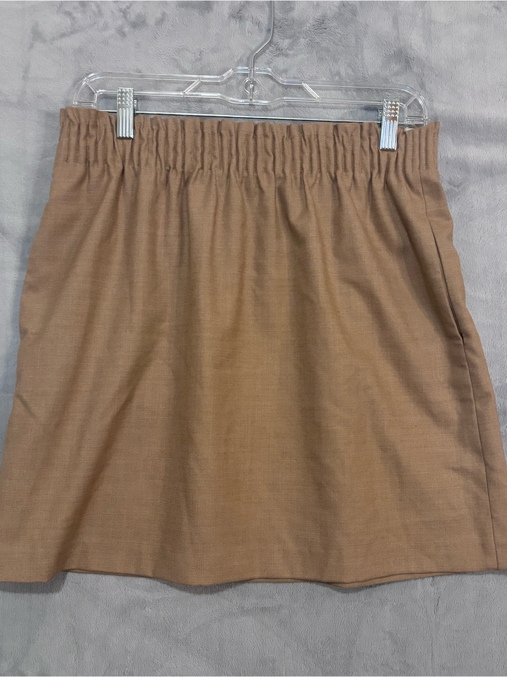 J.Crew Camel Tan Wool Blend Sidewalk Mini Skirt Elastic Paperbag Waist Pockets 8